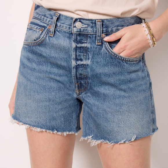 Agolde Parker Long Short - denim short size 32 wash Ruin - Picture 1 of 9